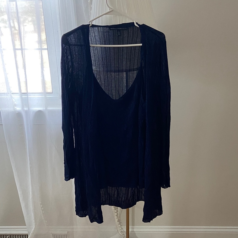 Sheer  Navy Blue Cardigan and cami set